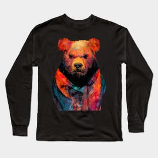 Bear Teddy #bear animal watercolor painting Long Sleeve T-Shirt